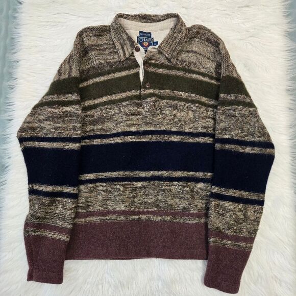 RALPH LAUREN CHAPS Vintage 90s Henley Lambswool | Wool Knit Sweater XL - Picture 4 of 14